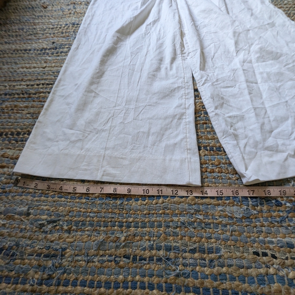 Sold!!!!NWD Banana Republic White Linen Blend Pants 10 Wide Leg B Coastal*Flaws* - Picture 5 of 11